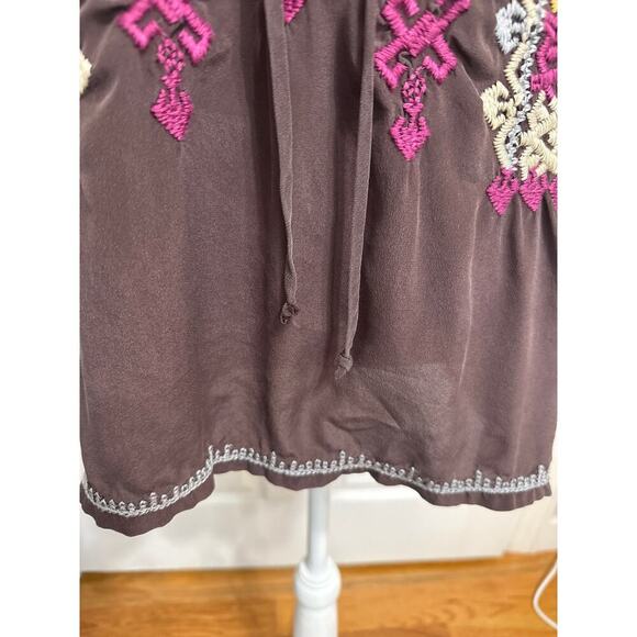 Johnny Was Biya Silk Tunic Blouse Embroidered Size Small Preppy Trendy - Picture 6 of 14